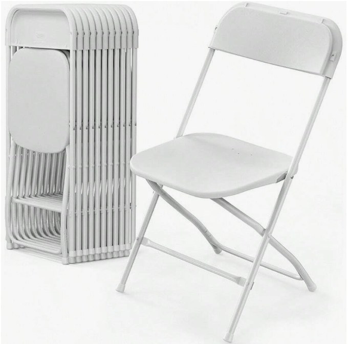 White folding rental chair