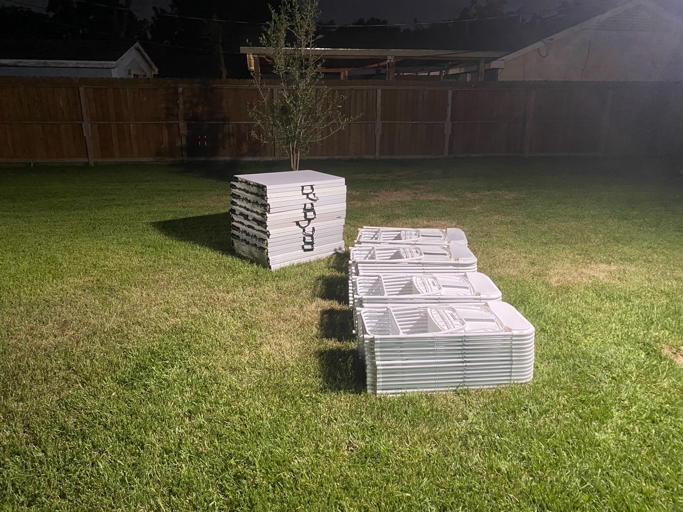Big W Rentals folding tables and chairs together as rental inventory